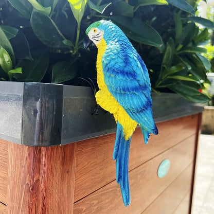 Realistic Parrot Sculpture Resin Hanging Parrots Garden Statues Lifelike Bird Figurines Landscape