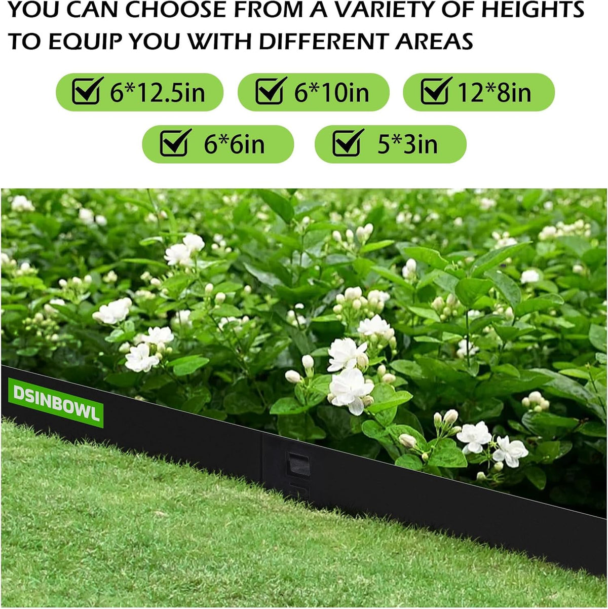 Garden 5PCS Steel Landscape Lawn Edging - 40" L x 7" H (16.7ft Total) Galvanized Steel Landscape