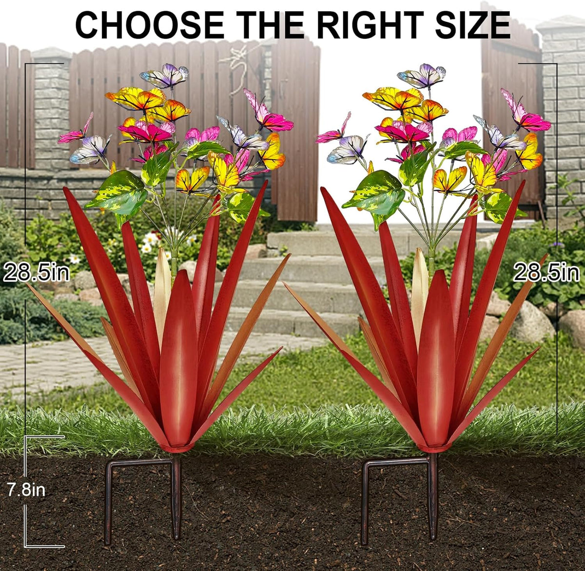 TOMBABY Garden Outdoor Butterfly Enlarge Thickened Wind Resistant Metal Agave Garden Art Metal