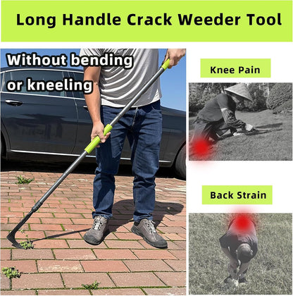 Crack Weeder, 48" Long Handle Crevice Weeding Tool with Soft Foam Grip, Stainless Steel Weed Puller
