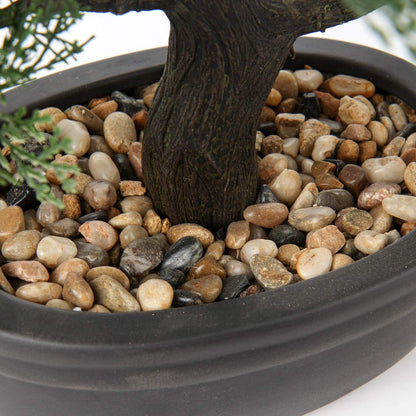 Artificial Bonsai Tree Juniper Faux Plants Indoor Small Fake Plants Decor with Black Plastic Pots