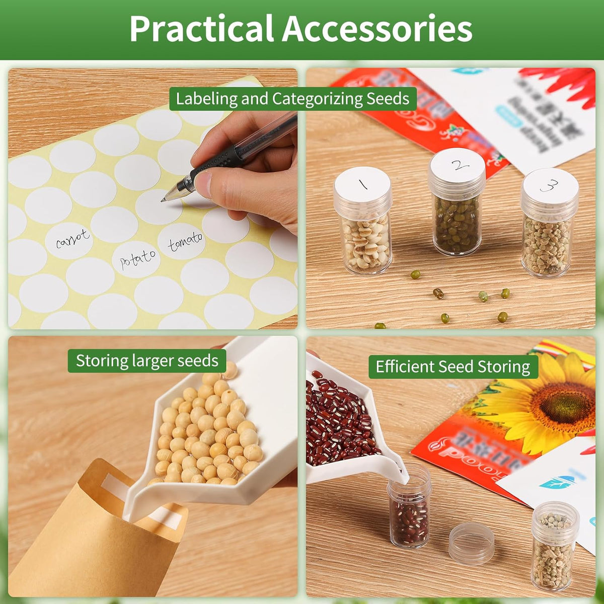 Seed Storage Box, Portable Seed Saving Box, Sturdy Seed Organizer Kit Seed Envelopes Funnel Label