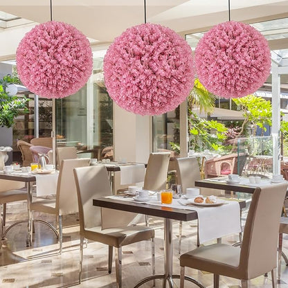 Goplus 17.5 Inch Topiary Balls Artificial Outdoor Set of 2, Faux Pink Eucalyptus Decorative Balls