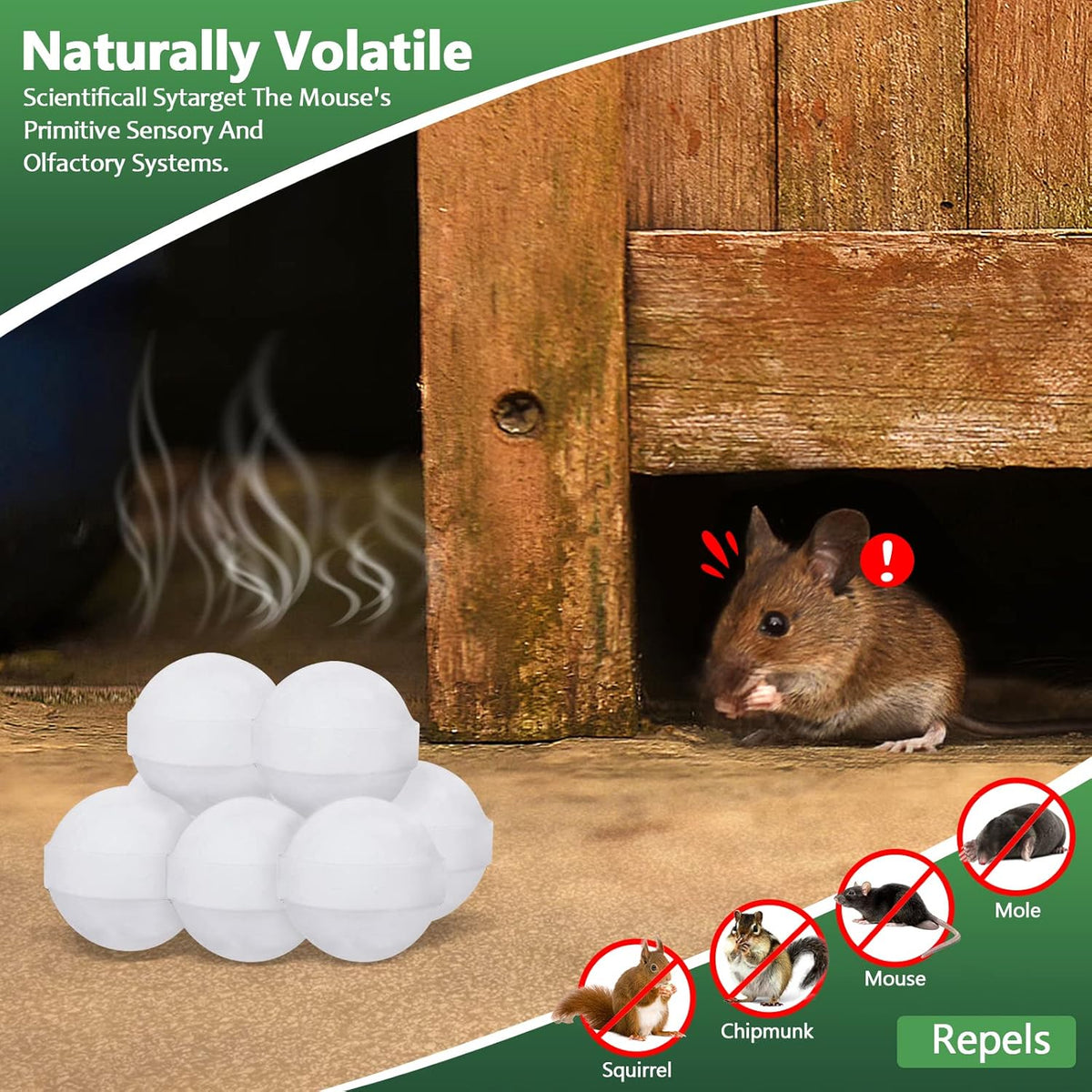 Mouse and Mice Repellent Indoor Outdoor, 10 Packs Moth Balls, Peppermint Balls for Rodent