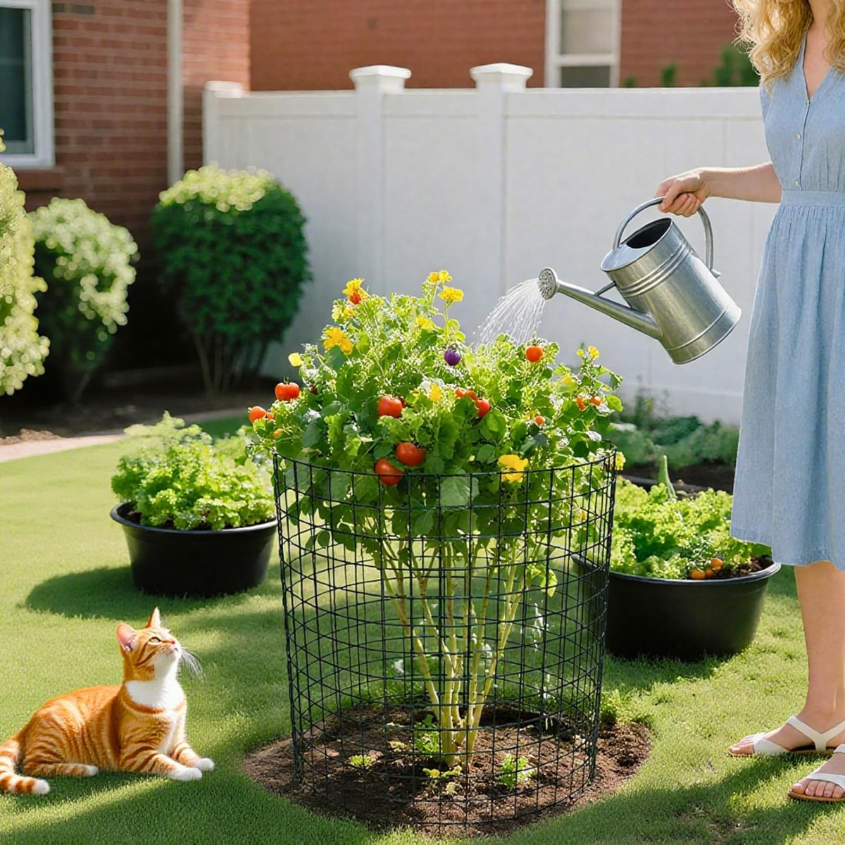 8 Pack Plant Protectors from Animals, 20"x 12" Wire Plant Protector, Wire Cages for Plants with