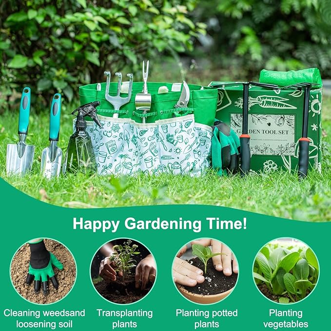 Garden Tool Set for Women, 12pcs Heavy Duty Gardening Tools, Cute Gardening Supplies Gifts for