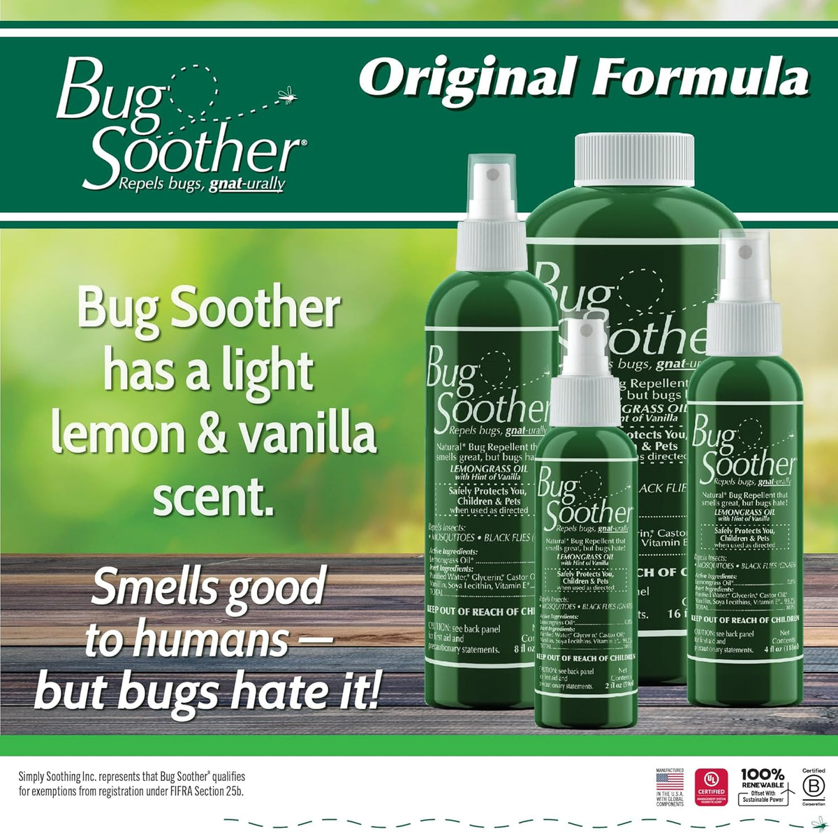 Bug Soother Spray Small Family Pack - Natural Insect, Gnat and Mosquito Repellent & Deterrent with