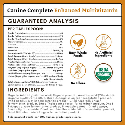 Wholistic Pet Organics Canine Complete - Dog Multivitamin Powder - 1 Lb - Daily Dog Vitamins and
