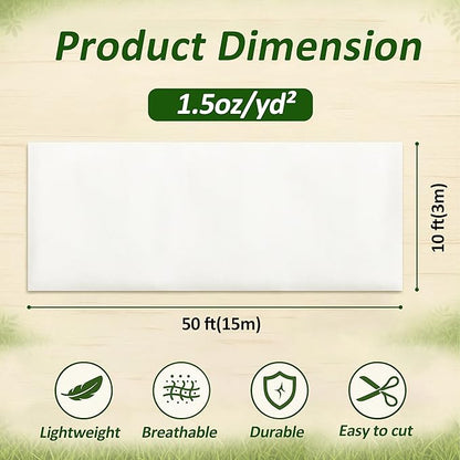 Gardzen 1.5 oz Plant Covers Freeze Protection, Reusable 10ft x 50ft Floating Row Covers, Thicker