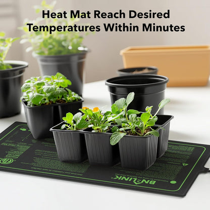BN-LINK Seedling Heat Mat for Seed Starting 10" x 20.75", 4 Pack Daisy Chainable Waterproof Warming