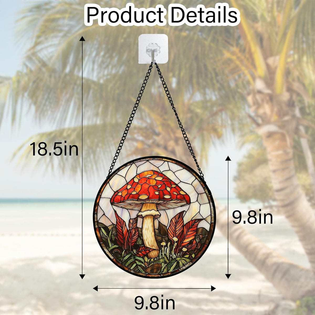 Stained Glass Window Hanging, Big Red Mushroom Suncatcher for Doors Home Sun Catchers Decoration