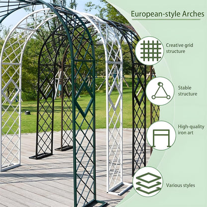 Heavy Duty Garden Arch Trellis, Wide Outdoor Metal Arbor Trellis Arch for Climbing Plants, Sturdy