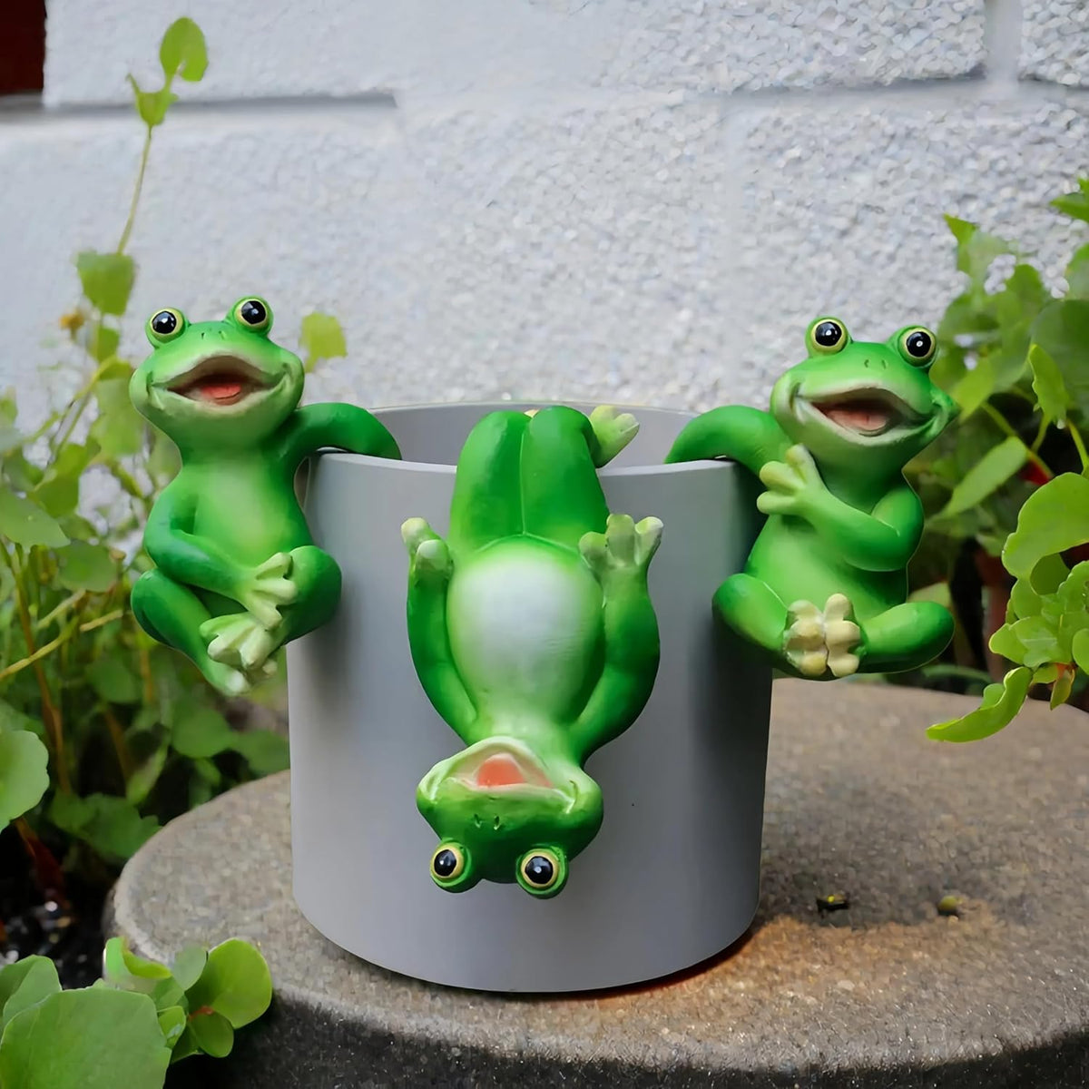 3 PCS Playful Frog Statues Pot Hugger Decorations for Plant, Miniature Frog Figurines,Women