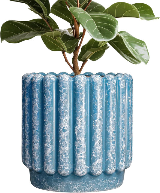 Ceramic Pots for Plants - 12 Inch Planter with Drainage Hole, Round Large Flower Pots for Indoor