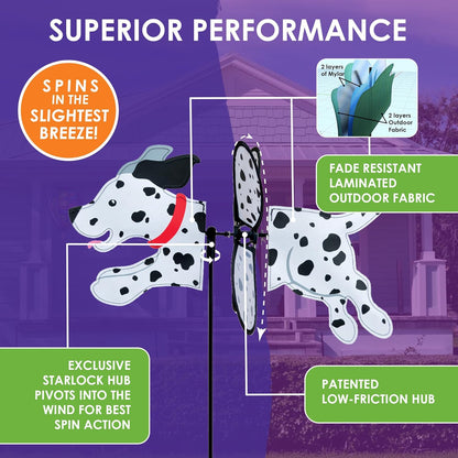 Premier Kites Petite Spinner Dalmation – Whimsical Wind Spinner for Yard & Garden, Durable