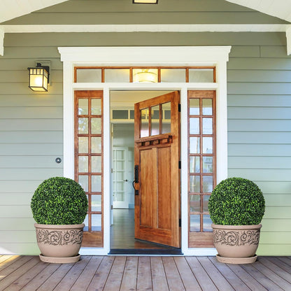 Goplus 2 PCS 19 Inch Artificial Plant Topiary Ball, Round Faux Boxwood Balls Outdoor, Garden