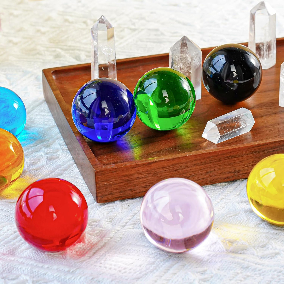 8pcs Colorful Crystal Balls Decoration for Home 40mm Rainbow Color Glass Balls Healing Spheres