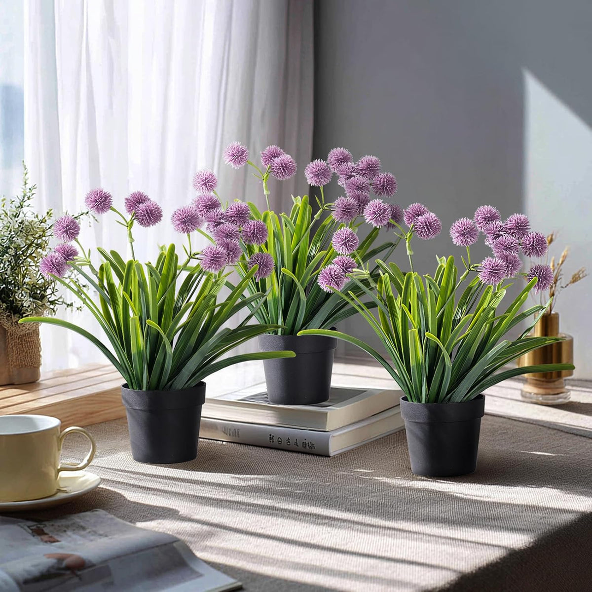 3 Pack Fake Small Plant in Pot Artificial Potted Flowers for Home Decor Fake Flower Plant Greenery