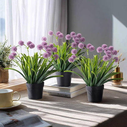 3 Pack Fake Small Plant in Pot Artificial Potted Flowers for Home Decor Fake Flower Plant Greenery