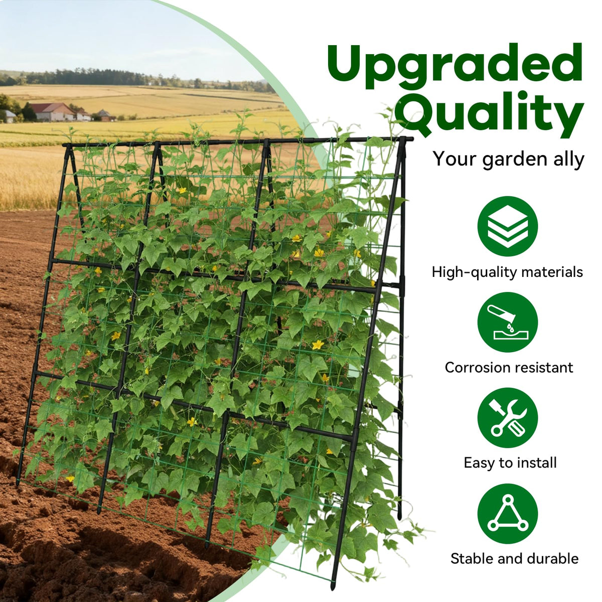 Trellume Cucumber Trellis - 49.4"*49.4" Metal Garden Trellis for Climbing Plants, Garden Trellis