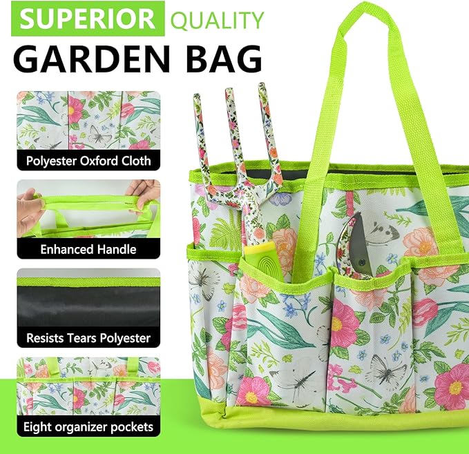 Garden Tool Set 9 Piece Heavy Duty Aluminum Gardening Hand Tools Kit Cute Gardening Supplies with