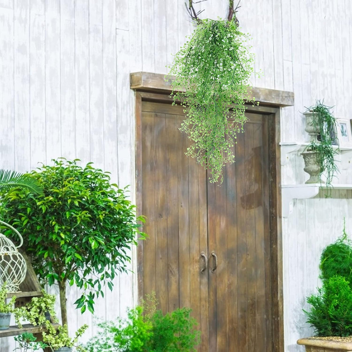RECUTMS Fake Hanging Plants Artificial Ferns for Outdoor Hanging Faux Plants Vine Ivy Faux Fern