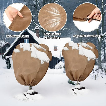 12 Pcs Winter Plant Covers Freeze Protection Reusable Plant Protector Bag with Drawstring Warm