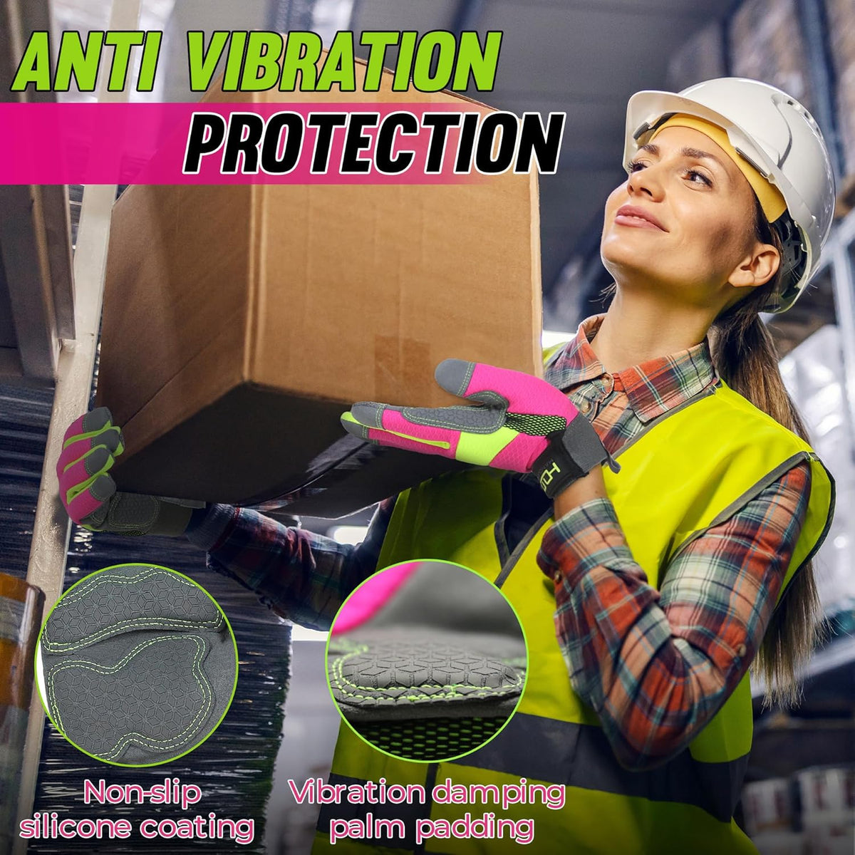 HANDLANDY Women Safety Work Gloves Utility Touch Screen Working Grip Glove for Yardwork Gardening