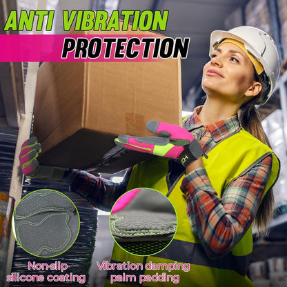 HANDLANDY Women Safety Work Gloves Utility Touch Screen Working Grip Glove for Yardwork Gardening