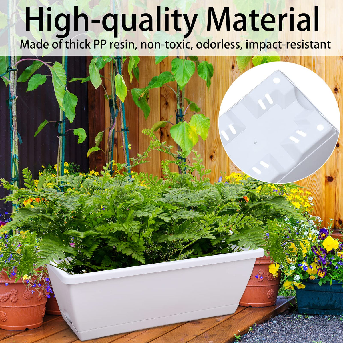 CHUKEMAOYI Window Box Planter, 7 Pack Plastic Vegetable Flower Planters Boxes 17 Inches Rectangular