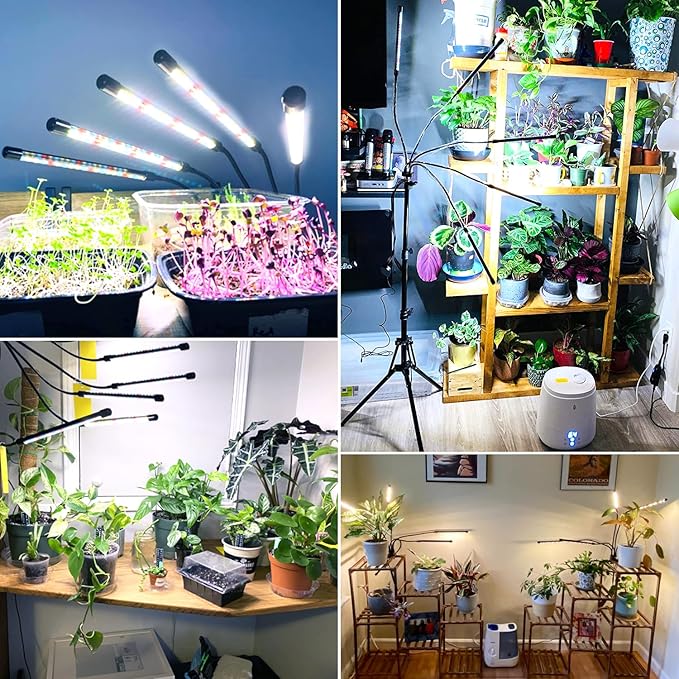 Wolezek Grow Lights for Indoor Plants Full Spectrum, LED Grow Light with Adjustable Stand and