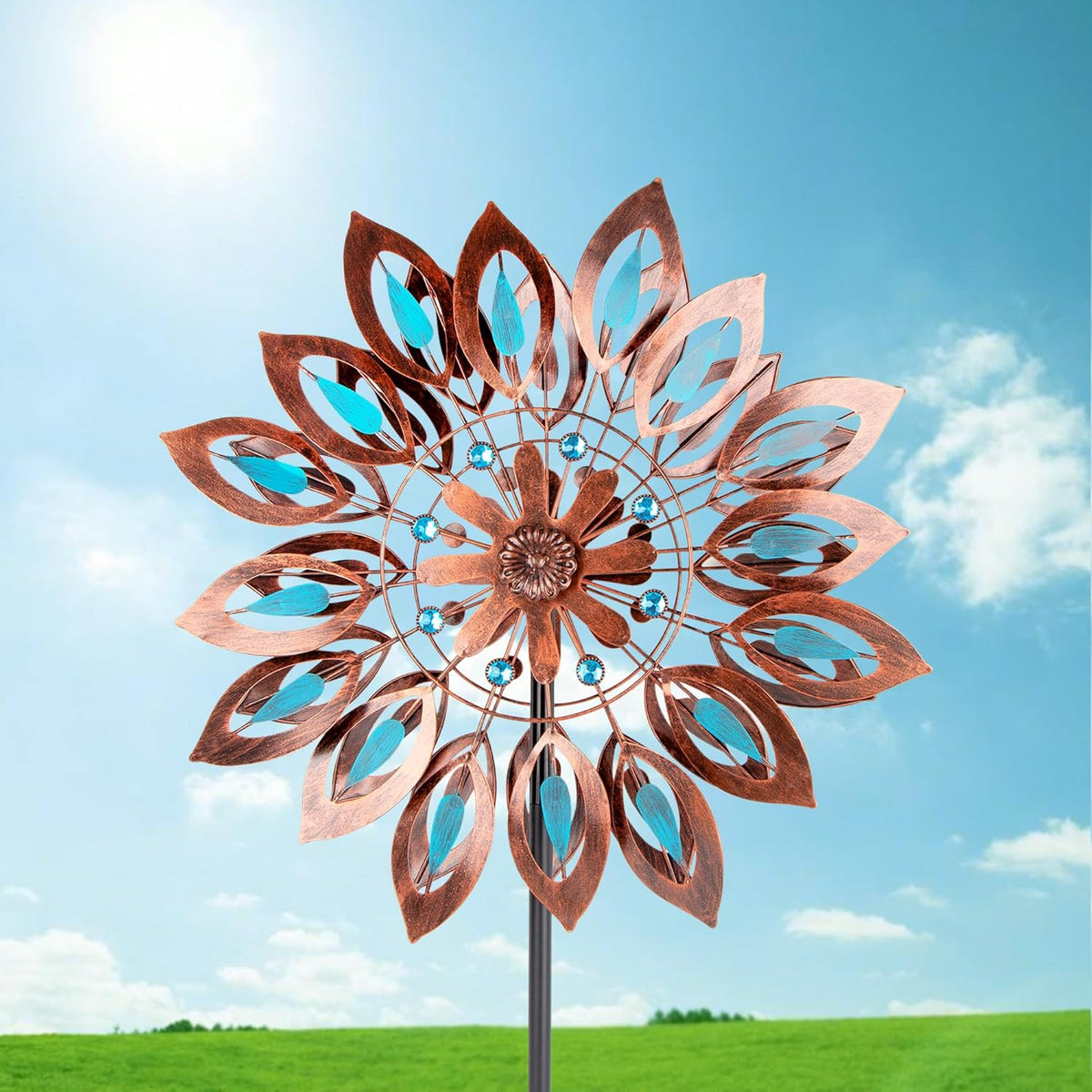 Wind Spinners for Outdoor Yard Decor, 360 Degrees Swivel Large Outdoor Metal Wind Spinner, 76" Wind