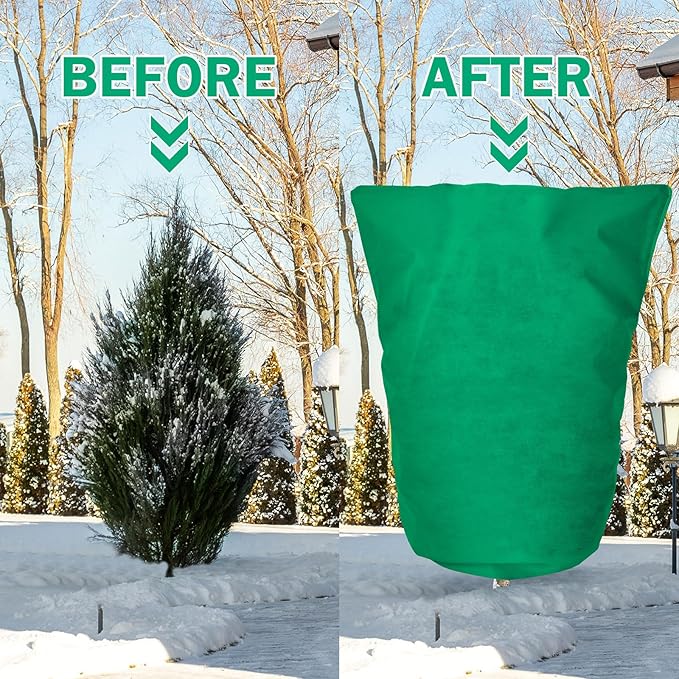 2 Pcs Plant Covers Freeze Protection Extra Large Frost Cloth Plant Covers with Zipper Drawstring