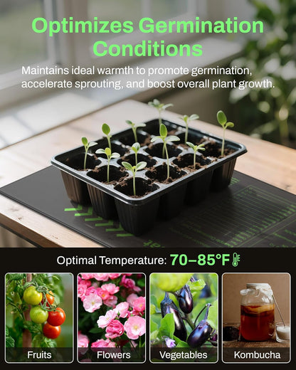 BN-LINK Durable Seedling Heat Mat for Seed Starting 10" x 20.75", 6 Pack Waterproof Warming Mat