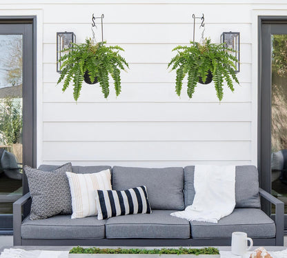 Hollyone Artificial Fern Hanging Basket Plant 25" Boston Ferns 31 Leaves Greenery Plants with