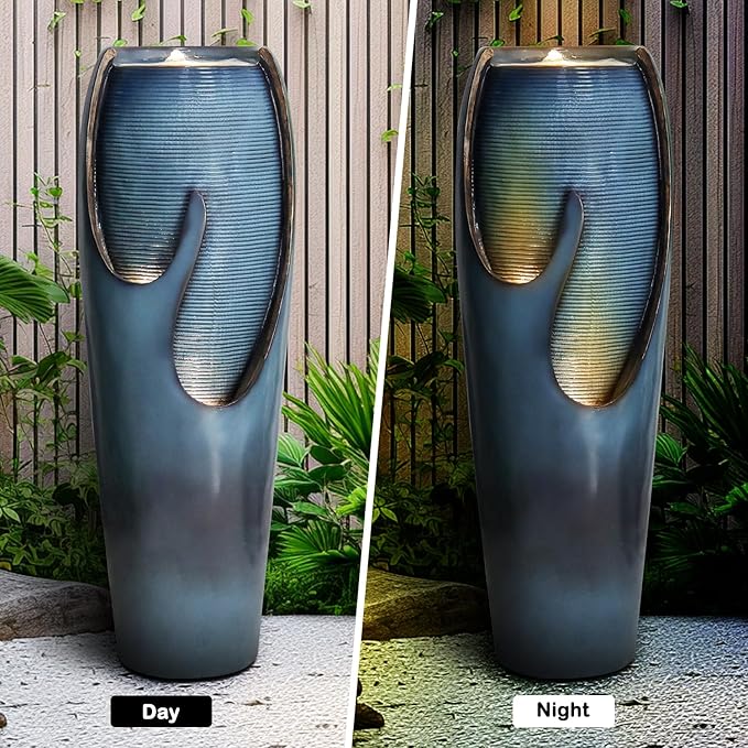 Naturefalls 38.7” H Modern Outdoor Fountain - 4-Tiered Outdoor Garden Fountains with Contemporary