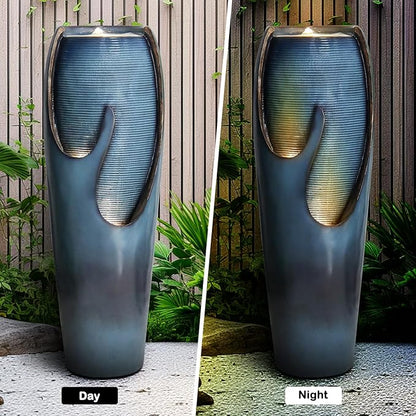 Naturefalls 38.7” H Modern Outdoor Fountain - 4-Tiered Outdoor Garden Fountains with Contemporary