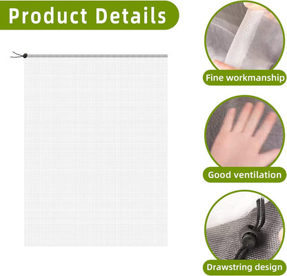6.2 x 8.2 Feet Insect Bird Barrier Netting Mesh with Drawstring, Garden Bug Netting Plant Cover for