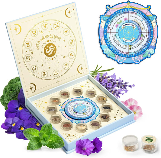 LUSH&DEW Gardening Gift for Women Men, Zodiac Garden Seed Bank, 12 Types Non-GMO Vegetables Flower