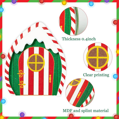 Haooryx Christmas Elf Garden Miniatures - 16Pcs Christmas Wooden Miniature Magic Fairy Doors
