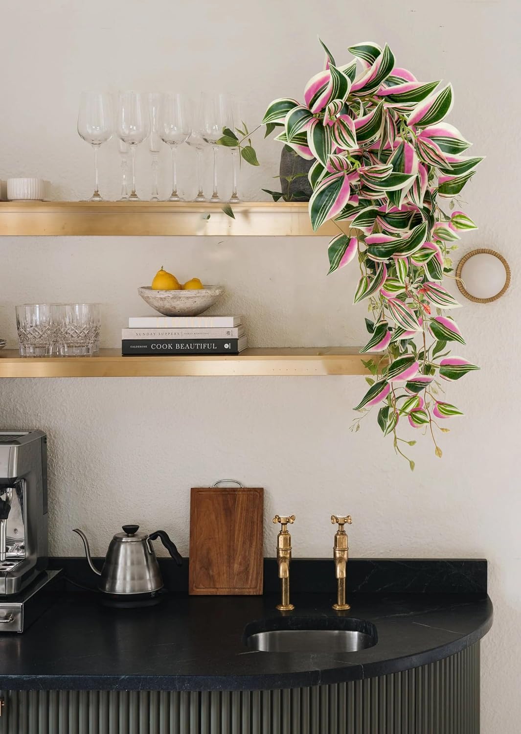 DILATATA Fake Hanging Plants Artificial Hanging Plants 26" Faux Wandering Jew Hanging Leaves Plants
