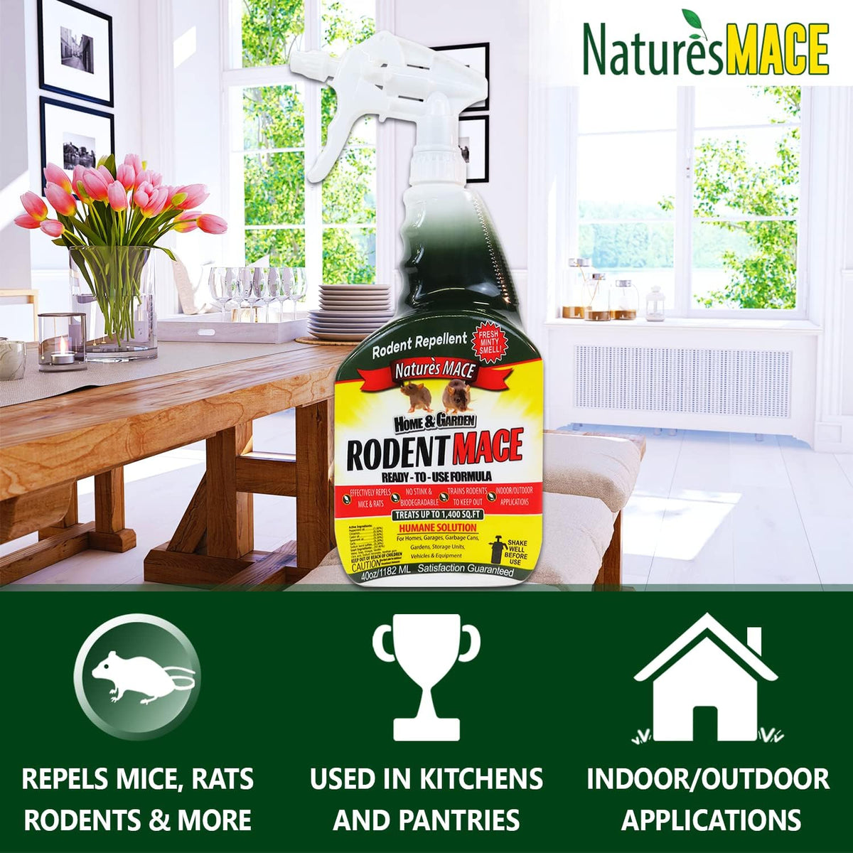 Nature's MACE 1 Gal Rodent Repellent Spray, Mouse & Rat Control for Car Engines, Repel Mice, Indoor
