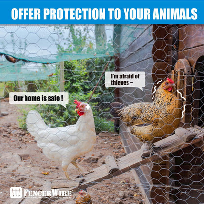 Fencer Wire 20 Gauge Chicken Wire Fence, Galvanized Poultry Hexagonal Netting Crafting, Chicken