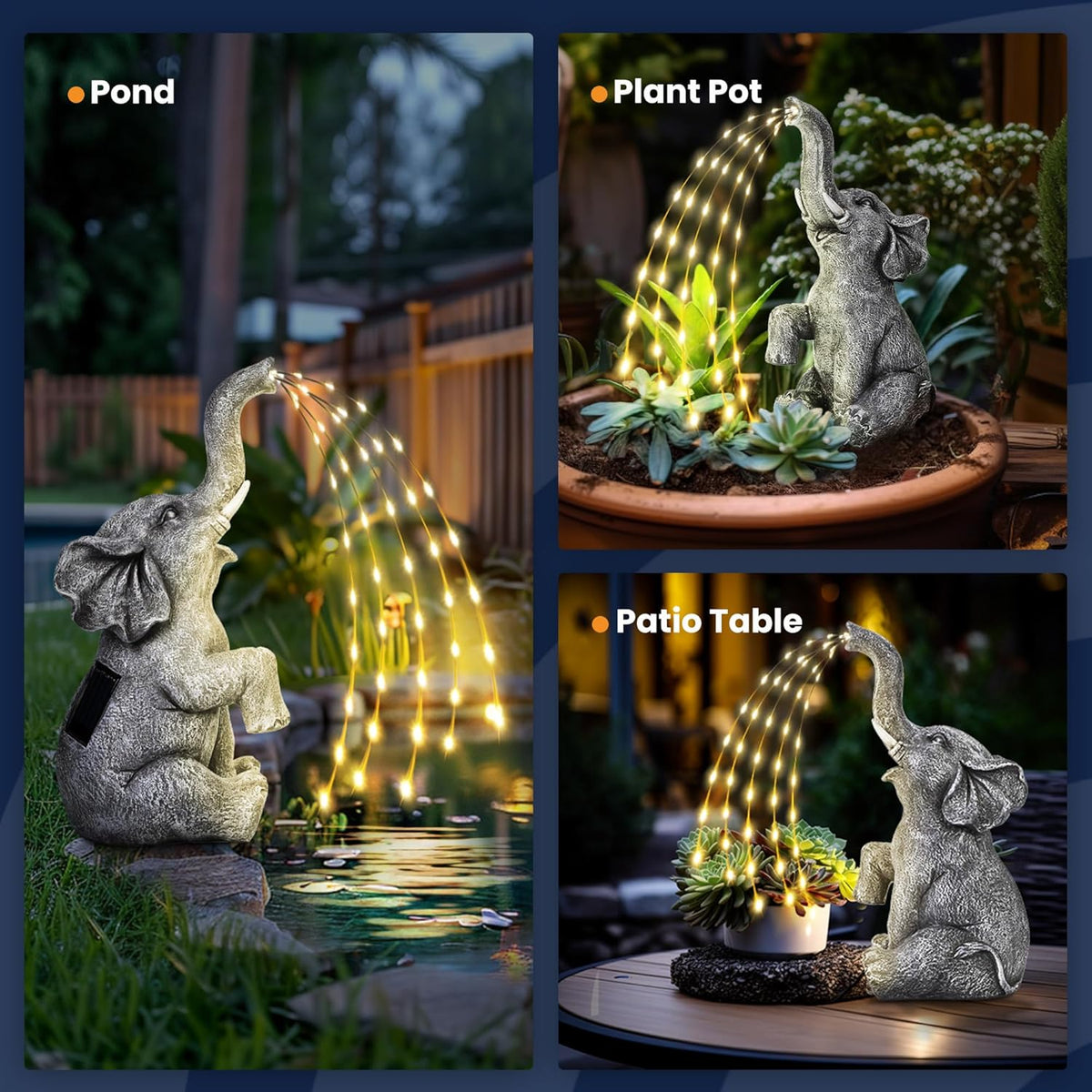 GIGALUMI Solar Garden Decor Upgraded Elephant Statues Outdoor, Birthday Gifts for Women Mom Grandma