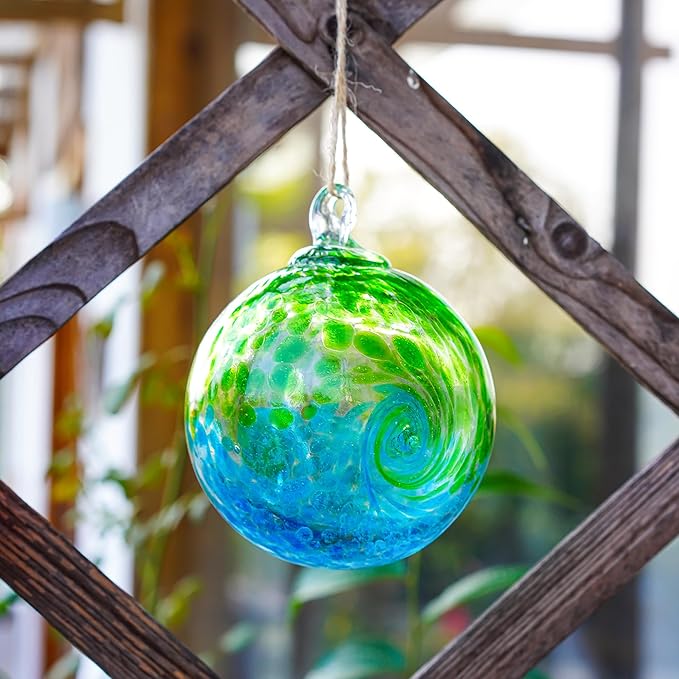 4 Inch Hand Blown Glass Gazing Balls Green Glass Christmas Ball Ornaments Garden Patio Home Decor
