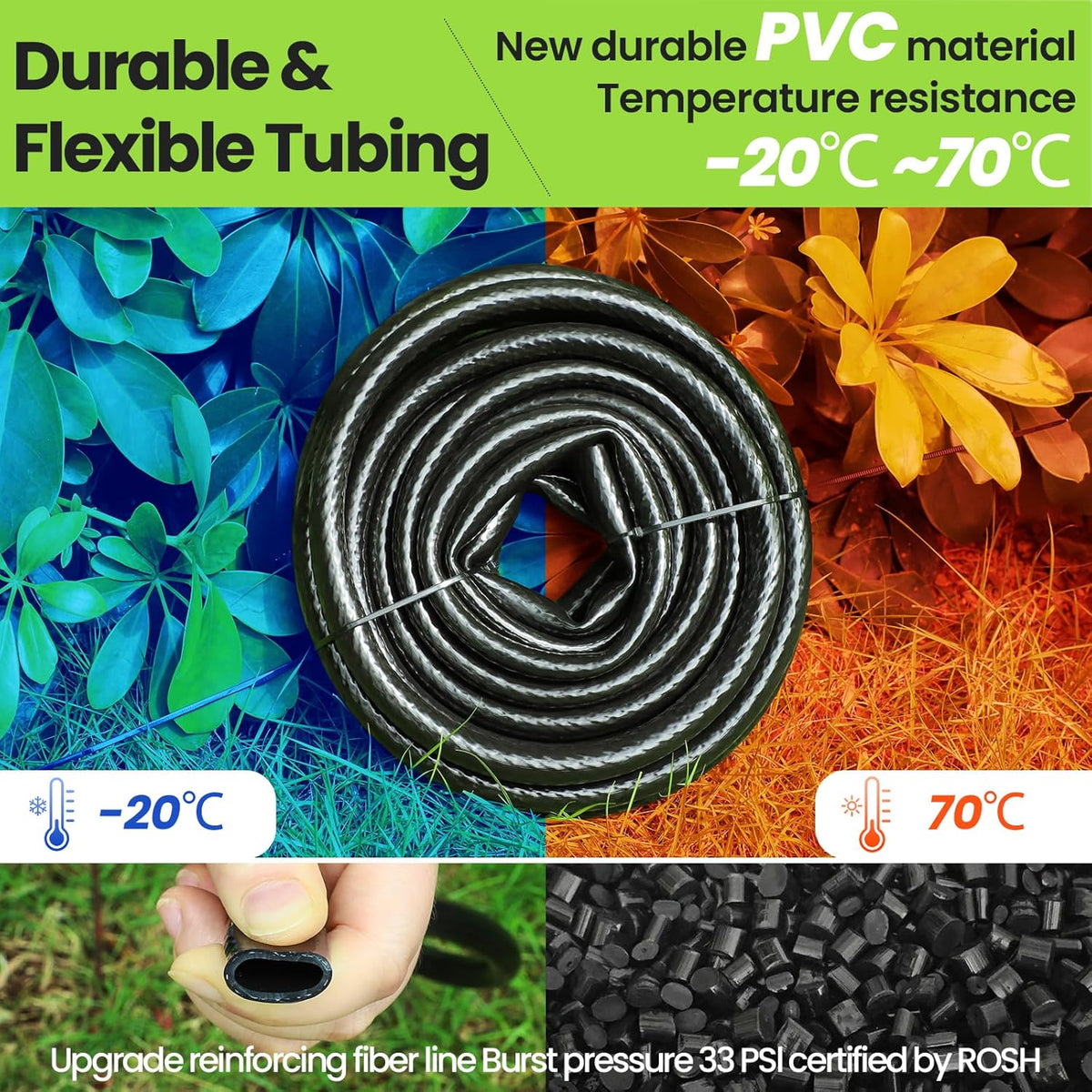 Bonviee 1/2" Irrigation Tubing with 4 Packs 6-Way Connectors - 50FT Drip Irrigation Tubing Ideal