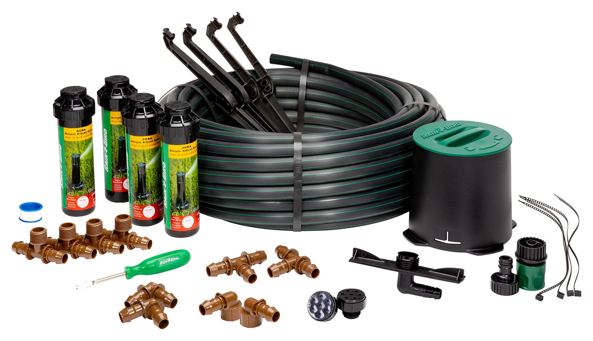 Rain Bird 32HE In-Ground Pro Rotor Pop-up Sprinkler System Kit with Click-N-Go Garden Hose