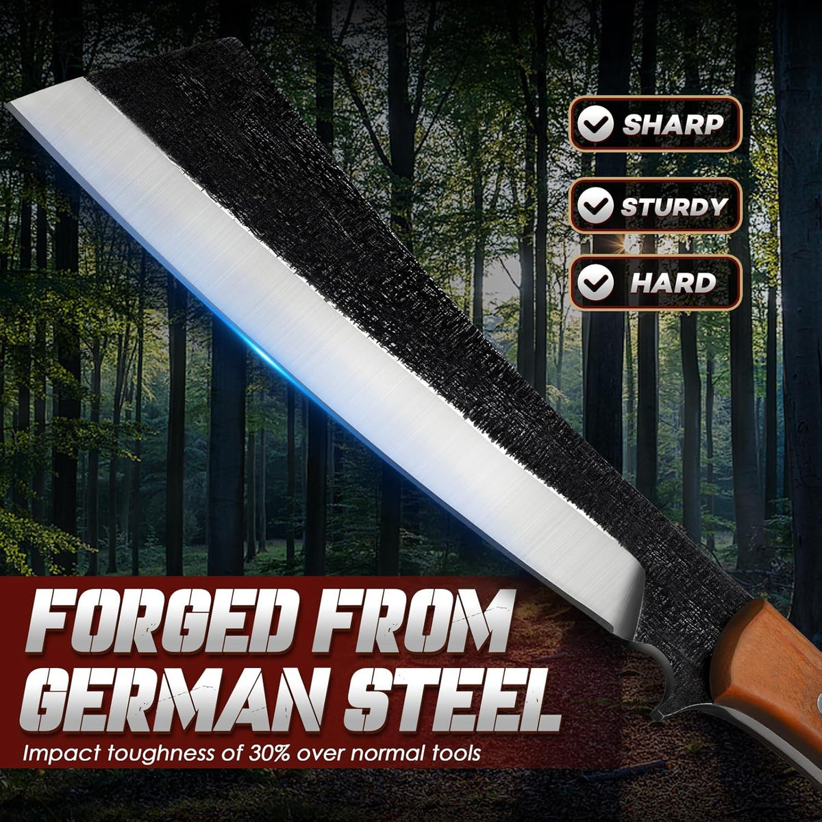 Freelander Japanese Style High Carbon Steel Machete with Red Sandalwood Ergonomic Full Tang Handle