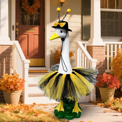 Porch Goose Outfits Garden Statue-Large Goose Statue with Bee Halloween Set Indoor/Outdoor Resin