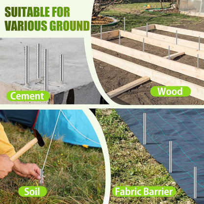Gisafai 8 Pcs 16 Inch Ground Rebar Stakes Heavy Duty Ground Anchors Steel Plant Support Garden